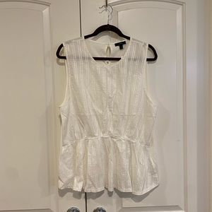 -J. Crew White Cotton Striped Tank